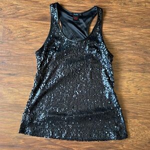 Black Sequin Racerback Tank Top